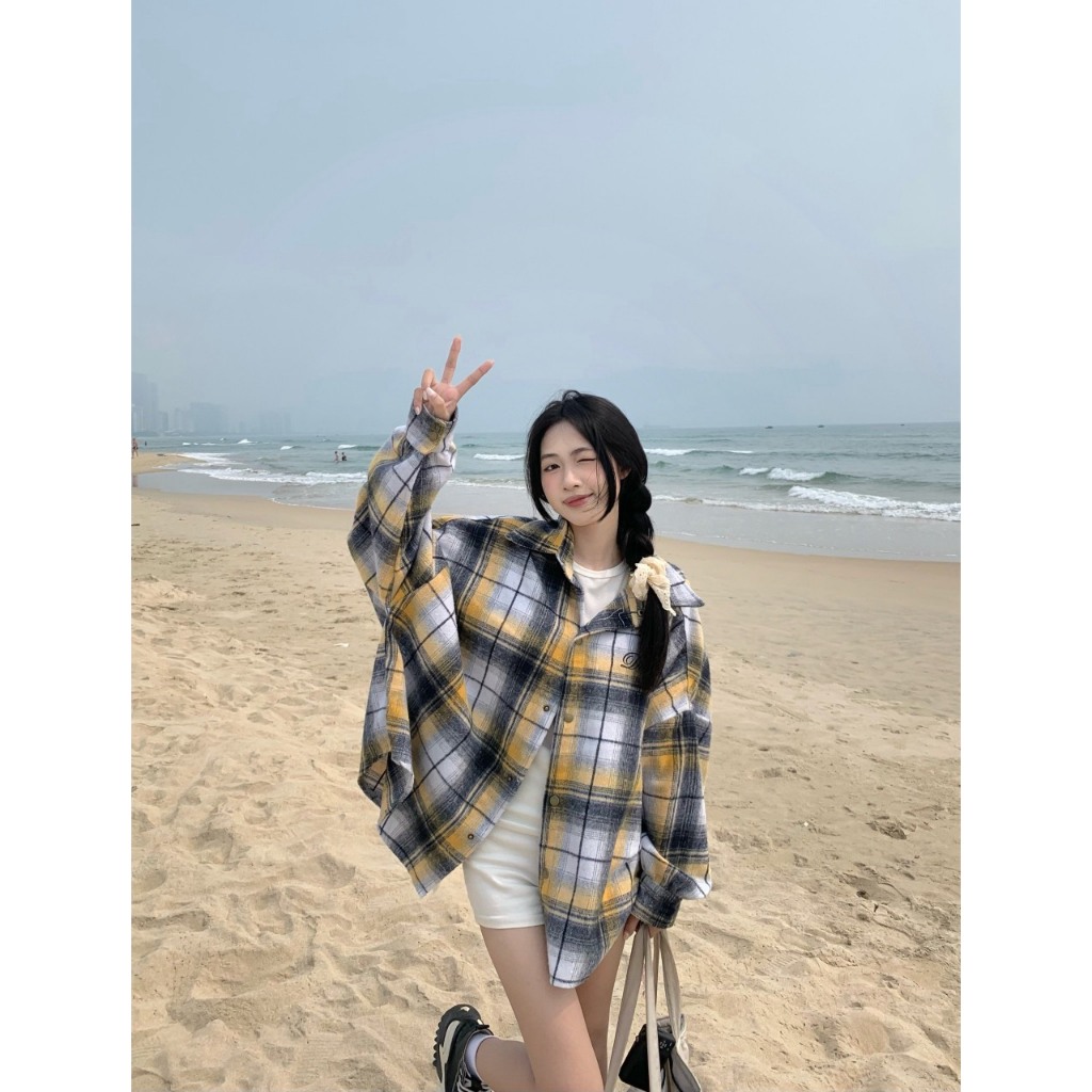 Áo khoác sơ mi  FLANNEL vải dạ sơ mi kẻ sọc caro khoác ngoài nam nữ form rộng unisex hottrend mùa hè 2024 | BigBuy360 - bigbuy360.vn