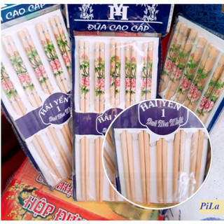 Combo 10 Đôi Đũa Tre Họa Tiết  TEM HOA An Toàn