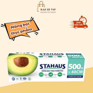 Màng bọc thực phẩm  PVC STAHAUS 500mx45cm cuộn lớn, đảm bảo an toàn thực phẩm, hạn chế thủng rách