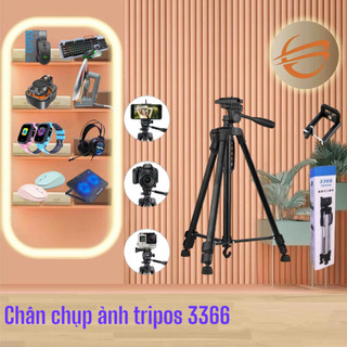 Gậy selfie chụp ảnh 3 chân tripod 3366 cao 1m5 có tay cầm, tặng đầu kẹp, túi đeo-Giá Đỡ Chắc Chắn