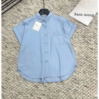 Áo sơ mi nữa một bên chất lanh lụa(VA8679)·