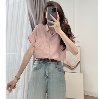 Áo sơ mi nữa một bên chất lanh lụa(VA8679)·