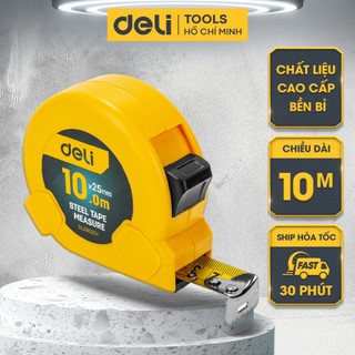 Thước Cuộn Thép 10 Mét Chính Hãng DELI - Chất Liệu Thép Cao Cấp Bền Bỉ