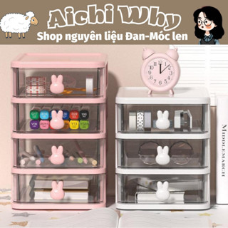 Hộp đựng đồ phụ kiện để bàn 5 tầng mini có ngăn kéo tai thỏ dễ thương kệ nhựa để đồ