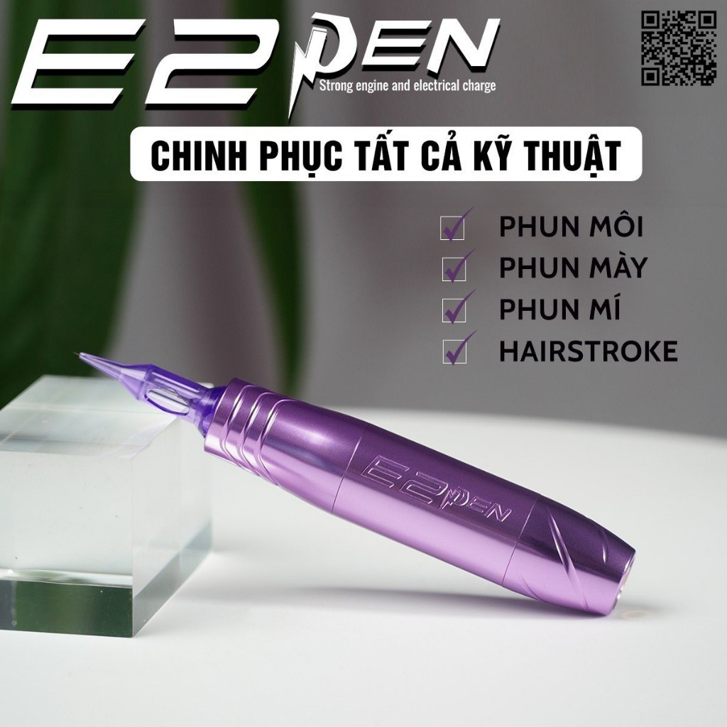 Máy Pen E2 Phun Xăm Môi Logo Chìm Chính Hãng, Máy Pen Mini E2 TATTOO Bảo Hành 12 Tháng