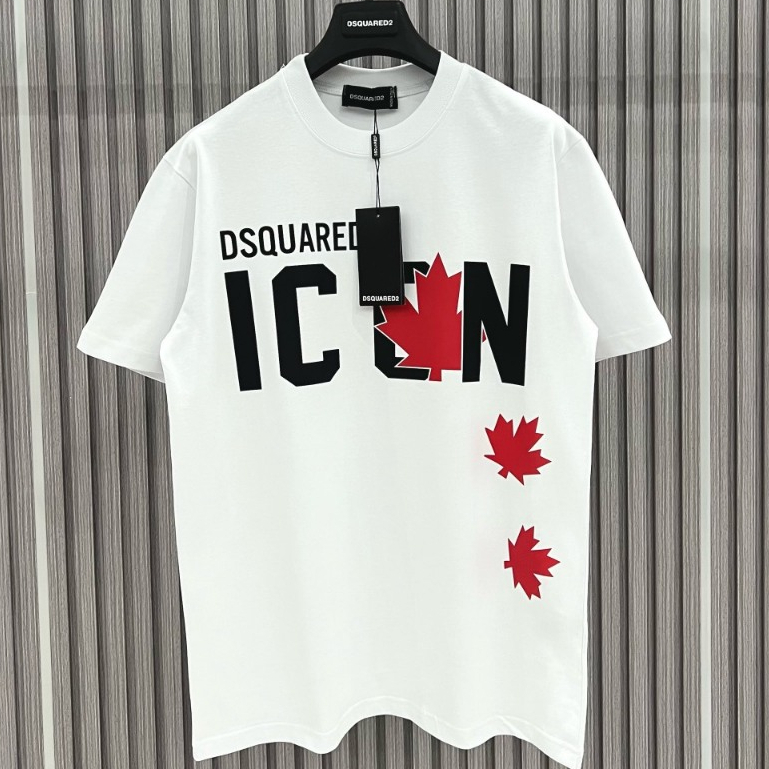 Áo thun nam nữ Dsquared2 ICON phối 3 lá phong đỏ hàng chính hàng chất cotton cao cấp siêu sịn sò