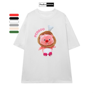 Áo Thun Nữ, Áo Phông Unisex By PEABOO Mã Hải Ly Loopy Chất Cotton Thoáng Mát Form Rộng Tay Lỡ Cho Nam Nữ