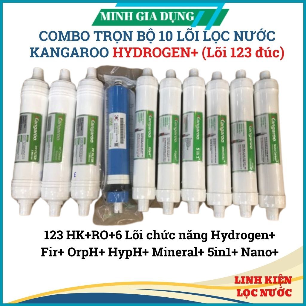 Combo Bộ 10 Lõi lọc nước đúc Kangaroo (hàng chính hãng) dùng cho các dòng máy Kangaroo Hydrogen (Model KG10A4, KG100HK..