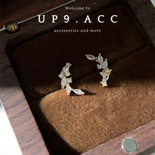  Khuyên tai Vòng cung lá đính đá zircon nhẹ nhàng sang đẹp bông tai thời trang phong cách Hàn quốc KT497 