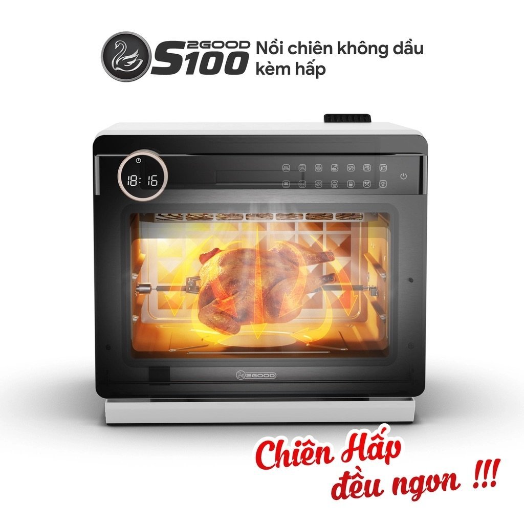 Nồi chiên không dầu kèm hấp 2GOOD S100 ( có tặng găng tay  )