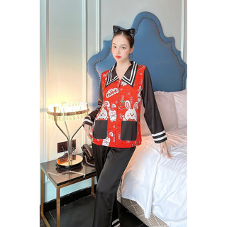 Bộ pijama cổ nhọn lụa latin 2ce cao cấp
