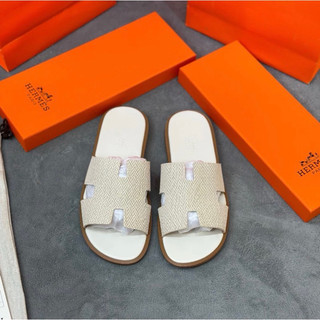 ⚡️ hàng có sẵn!! dép hm đế gỗ izmir sandal - đế be full box dép quai ngang chữ h cao cấp
