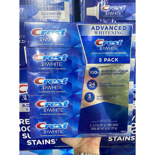 ( MẪU MỚI 147GR )  KEM ĐÁNH RĂNG CREST 3D WHITE ADVANCED TRIPLE WHITENING   NỘI ĐỊA MỸ