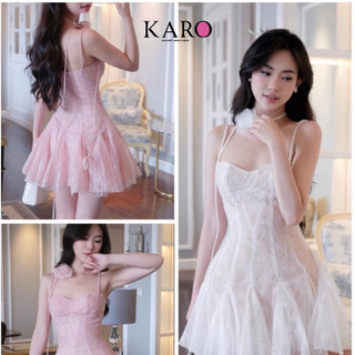 Đầm ren 2 dây xoè dây cổ  K4032 ( hình thật shop chụp ) - CAROTSHOP