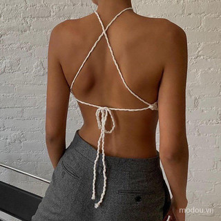 Áo yếm vạt nhọn croptop hở lưng ( hình chính chủ )