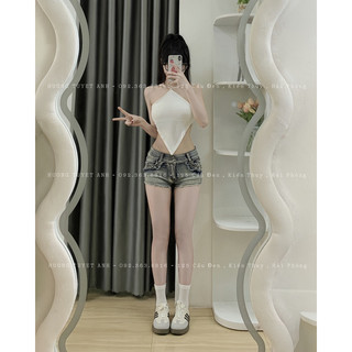 Áo yếm vạt nhọn croptop hở lưng ( hình chính chủ )