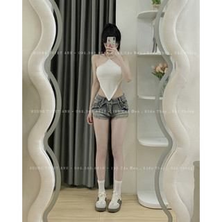 Áo yếm vạt nhọn croptop hở lưng ( hình chính chủ )