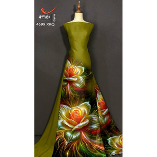 Vải may áo dài in 3d”hoa xinh”.shop bán vải chưa may,không bán áo may sẵn