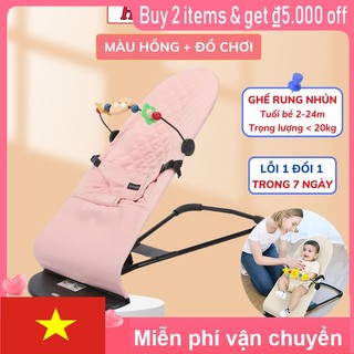 Ghế Nhún Rung Cao Cấp Cho Bé Sơ Sinh , Chống Võng Lưng, Chất Vải Cotton Thoáng Mát Giúp Bé Nằm Thoải Mái Dễ Chịu