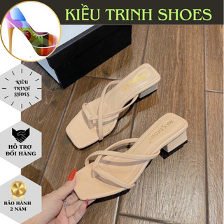 Dép cao gót nữ đế cao 3cm chất da mềm xinh xắn