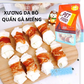 GÓI BÁNH THƯỞNG PET FOOD XƯƠNG GẶM DA BÒ CUỘN THỊT GÀ ,LÀM SẠCH RĂNG CHÓ