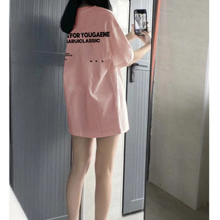 Màu Hồng áo phông nữ form rộng thư in ấn cổ tròn dáng rộng áo thun 100%cotton 2024 focus local brand