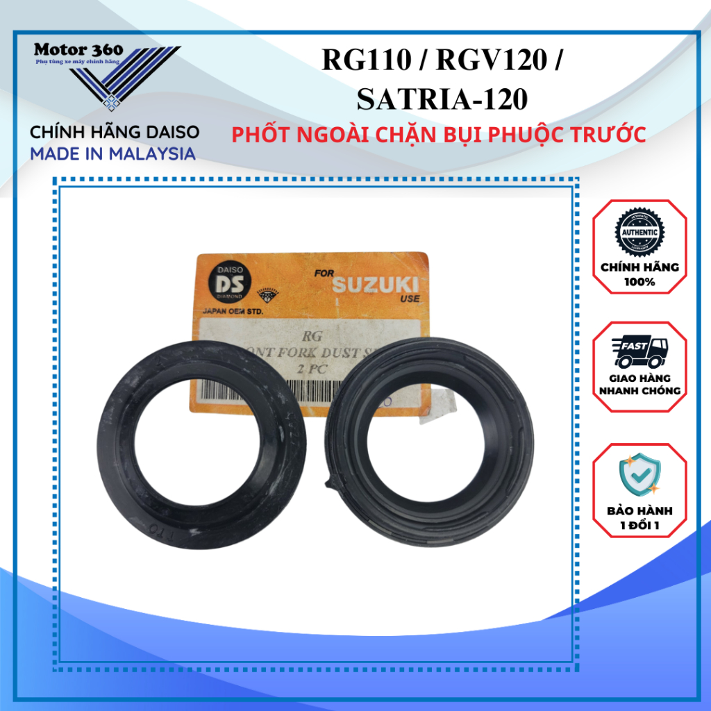 Phốt ngoài chặn bụi phuộc trước XIPO RG110 / RGV120 / SATRIA120 - Chính hãng DAISO - Malay