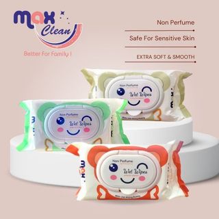 1 gói khăn ướt Max Clean 100 tờ không hương màu ngẫu nhiên - Hàng chính hãng