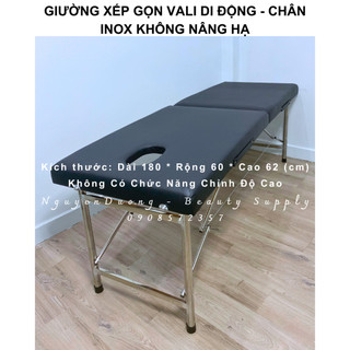 [Q.TÂN PHÚ] Giường Xếp Vali Phun Xăm Chân Inox - Spa, Nối Mi, Phun Xăm, Tatoo, Massage Trị Liệu