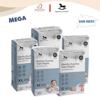  Bỉm cho bé Applecrumby SlimDry EasyDay Mega NB S M L XL XXL tã bỉm siêu thấm hút - Monnie Kids 