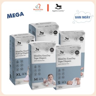 Bỉm cho bé Applecrumby SlimDry EasyDay Mega S/M/L/XL/XXL, tã bỉm siêu mỏng chống tràn - Monnie Kids