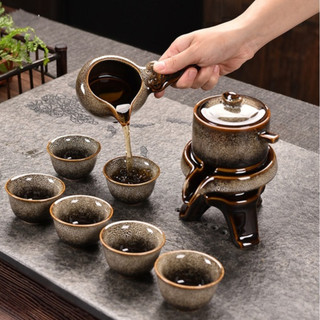 Bộ ấm chén pha trà đạo men thiên mục Lông Báo hỏa biến