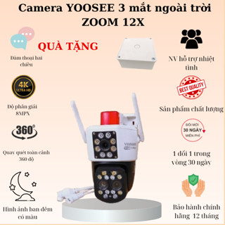 (Lỗi 1 đổi 1) Camera Wifi ZOOM 12x Yoosee 3 Mắt -  2 Khung Hình - 20 Đèn Led - Cảnh Báo Chống Trộm - Đàm Thoại 2 Chiều
