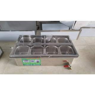 Bộ làm lạnh topping gồm thùng đá 3 lớp và 8 khay 1/6 kèm nắp kính