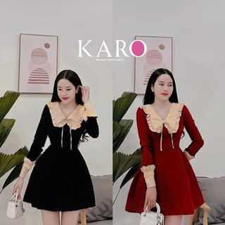 Đầm nhung bèo cổ sen k4938 - carotshop