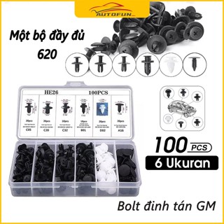 Bộ 100 Đinh Tán Chốt Vít Nở Bằng Nhựa Cố Định Các Bộ Phận Trên Xe Hơi Kèm Hộp Và Dụng Cụ