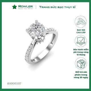 Nhẫn bạc nữ rowler đính đá cz lấp lánh 6ly - nhẫn bạc nữ 925 thụy sỹ sang trọng, cá tính rh000307