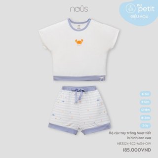 Bộ quần áo Nous cộc tay chui đầu phối nhiều màu sắc xinh xăn, đáng yêu cho bé trai, bé gái từ 6-9 tháng 2-3 tuổi