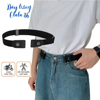 Thắt lưng co dãn, dây nịt bằng vải  có nút bấm bóp eo điều chỉnh kích cỡ quần  - Olala 86
