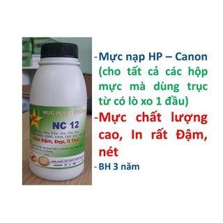 Mực nạp Canon LBP 3300, 2900, 3000, 3500, HP 12a, 49a, 53a, 16a, 93a (140gr) in rất đậm, ít thải. Bình, hủ bơm