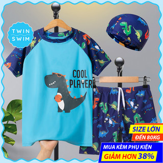 Đồ bơi bé trai size đại twin khủng long, áo bơi bé trai đi biển trẻ em, bộ đồ bơi bé trai tsb005