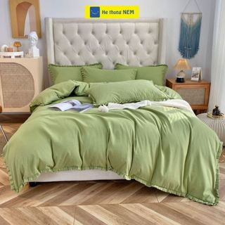 Bộ ga giường cotton tici 5 món SERENA Bộ vỏ chăn ga ra drap grap gối nệm đệm 5 món phủ giường vải cotton 100% cao cấp