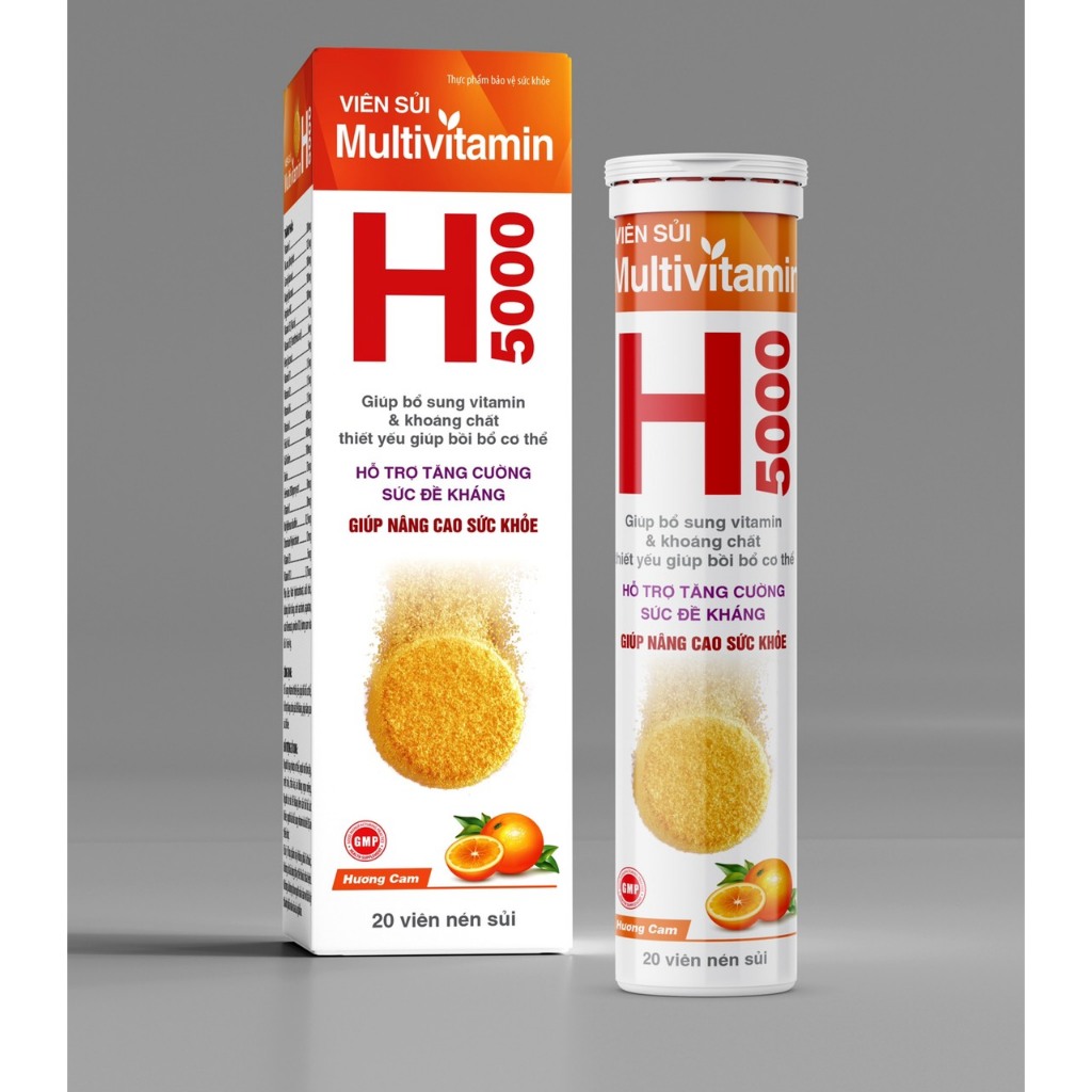Viên sủi tăng đề kháng Multivitamin H5000 Hương cam