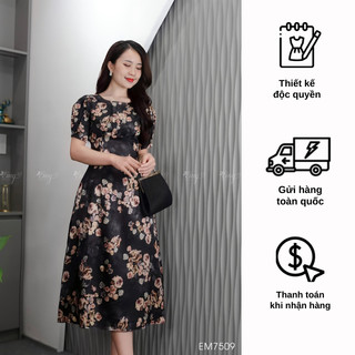 Đầm EMY EM7509 Body A Lụa Vân Pháp Đen