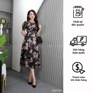 Đầm EMY EM7509 Body A Lụa Vân Pháp Đen