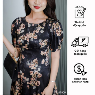 Đầm EMY EM7509 Body A Lụa Vân Pháp Đen