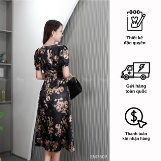 Đầm EMY EM7509 Body A Lụa Vân Pháp Đen