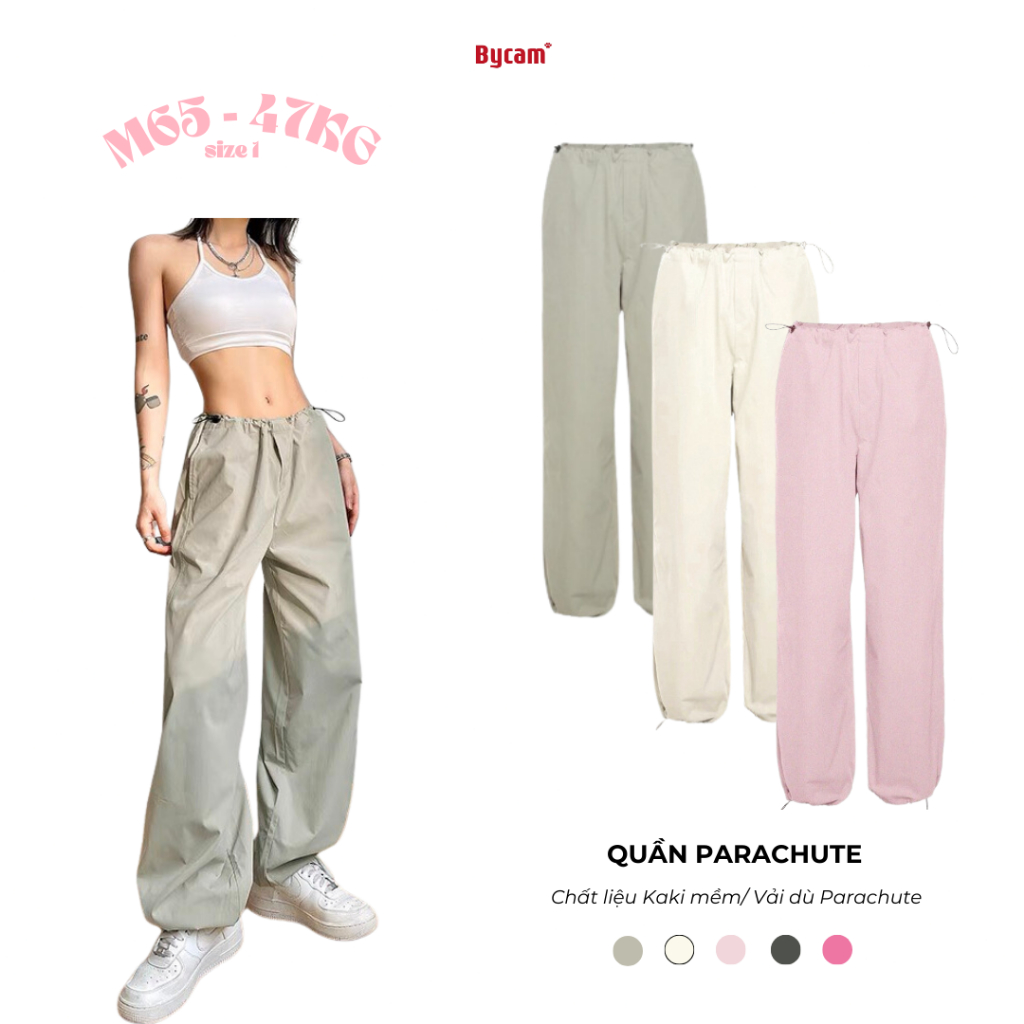 Quần Vải Dù 𝑩𝒚𝒄𝒂𝒎𝒄𝒂𝒎 Ống Rộng PARACHUTE Màu Trơn Thoáng Mát QTD012 | BigBuy360 - bigbuy360.vn