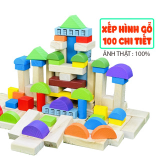 Bộ Đồ Chơi Xếp Hình Khối Bằng Gỗ 100 Chi Tiết Đồ Chơi Xếp Khối Trẻ Em An Toàn Có Hộp Đựng Tiện Lợi