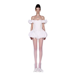 LSOUL Áo Corset Cúp Ngực Ôm Body + Chân Váy Trắng Bí Phồng Doux Fou Set B24031398